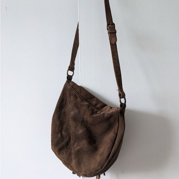 Promod suede leather crossbody bag with tassels - Picture 3 of 3